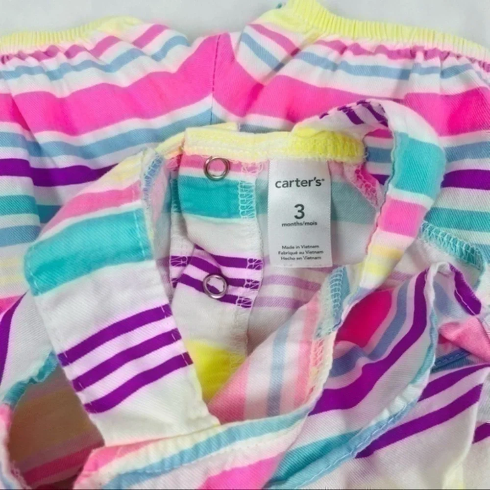 Carter’s Shorts Romper |  Baby 3 Months | Pastel Multi Color - Summer